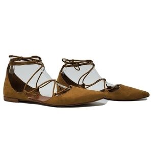 Zara Basic Ankle Tie Flats Size US 8 Shoes